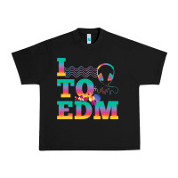 Black i listen to edm rainbow letters dj music gift Urban Heavy Tee - lanVoArt