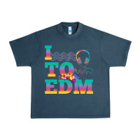 Midnight Navy i listen to edm rainbow letters dj music gift Urban Heavy Tee - lanVoArt