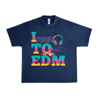 Navy i listen to edm rainbow letters dj music gift Urban Heavy Tee - lanVoArt