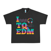 Pigment Black i listen to edm rainbow letters dj music gift Urban Heavy Tee - lanVoArt