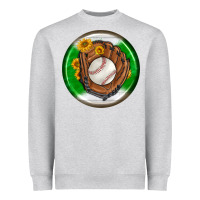 Heather Grey baseball with sunflower round earrings Heavyweight Sweatshirt - BundleAndBundleShop