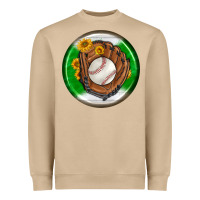 Mushroom baseball with sunflower round earrings Heavyweight Sweatshirt - BundleAndBundleShop