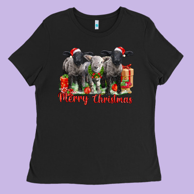 Merry Christmas Baby Sheeps Ladies Tee Designed By Lillyallendesigns