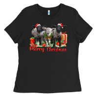 Black merry christmas baby sheeps Ladies Tee - LillyAllenDesigns