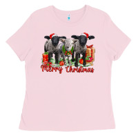 Bubblegum Pink merry christmas baby sheeps Ladies Tee - LillyAllenDesigns