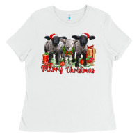 White merry christmas baby sheeps Ladies Tee - LillyAllenDesigns