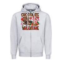 Heather Grey Chcolate is my Valentine Zipper Hoodie - CowhideDigitalArt