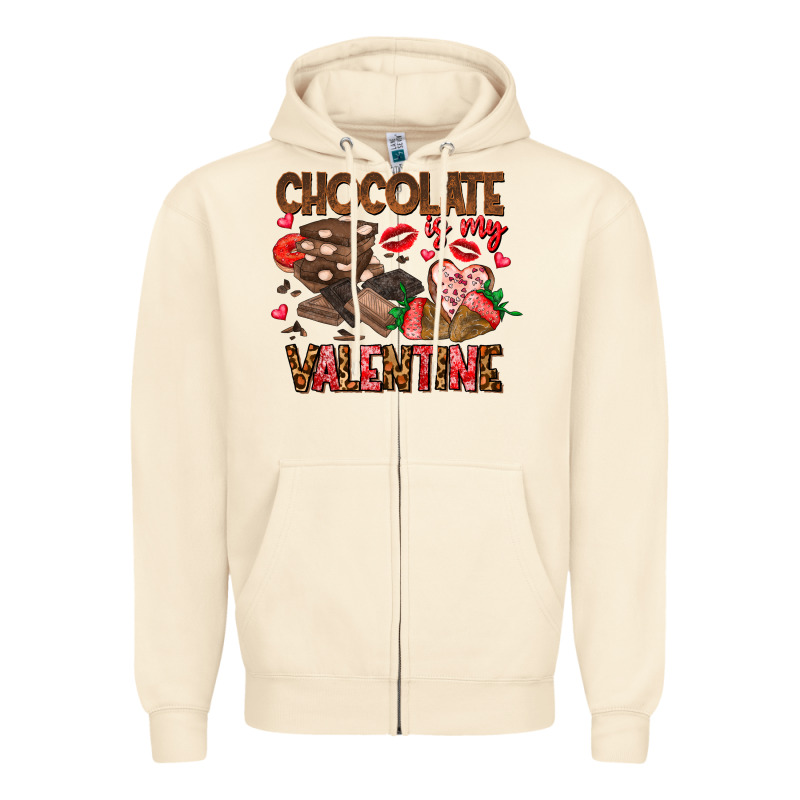 Chcolate Is My Valentine Zipper Hoodie by CowhideDigitalArt | Teevron