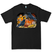 Black Fall Background With Crow Premium Tee - LillyAllenDesigns