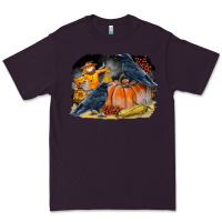 Plum Fall Background With Crow Premium Tee - LillyAllenDesigns