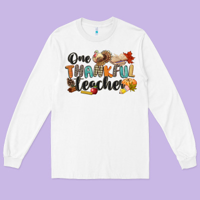 One Thankful Teacher Long Sleeve Tee Designed By Cowgirlartshop