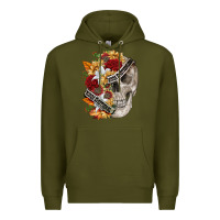 Army Green skull kinda emotionless kinda emotional Premium Hoodie - FaDigitalArtStudio