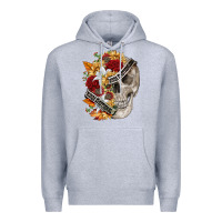 Heather Grey skull kinda emotionless kinda emotional Premium Hoodie - FaDigitalArtStudio