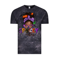 Cloud Black Spooky vibes afro messy bun Vintage Tee - NancyCooperArtShop