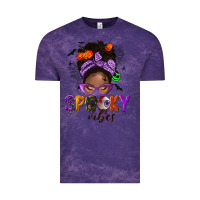 Cloud Purple Spooky vibes afro messy bun Vintage Tee - NancyCooperArtShop