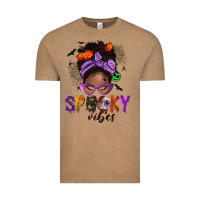 Vintage Coffee Spooky vibes afro messy bun Vintage Tee - NancyCooperArtShop