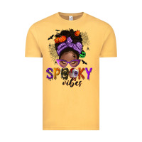 Vintage Mustard Spooky vibes afro messy bun Vintage Tee - NancyCooperArtShop