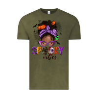 Vintage Olive Spooky vibes afro messy bun Vintage Tee - NancyCooperArtShop