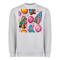 Heather Grey Easter Gnomies Seamless Pattern Heavyweight Sweatshirt - BundleAndBundleShop