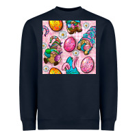 Navy Easter Gnomies Seamless Pattern Heavyweight Sweatshirt - BundleAndBundleShop