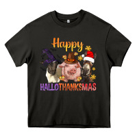 Asphalt Happy Hallothanksmas Farm Animal Heavy Core Tee - BundleAndBundleShop