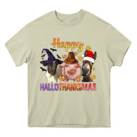 Mossy Happy Hallothanksmas Farm Animal Heavy Core Tee - BundleAndBundleShop