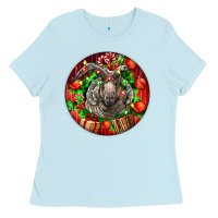 Baby Blue christmas navajo churro sheep Ladies Tee - LillyAllenDesigns