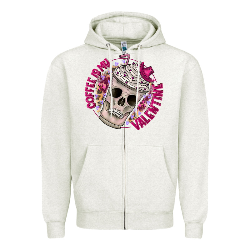 Coffee Is My Valentine Zipper Hoodie by CowhideDigitalArt | Teevron