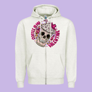Coffee Is My Valentine Zipper Hoodie Designed By Cowhidedigitalart