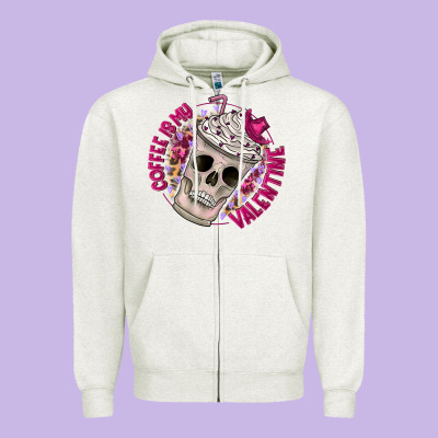 Coffee Is My Valentine Zipper Hoodie Designed By Cowhidedigitalart