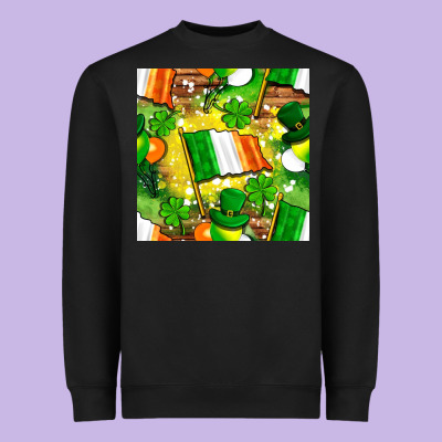 Ireland Flag With St. Patrick's Day  Digital Paper Heavyweight Sweatshirt Designed By Bundleandbundleshop