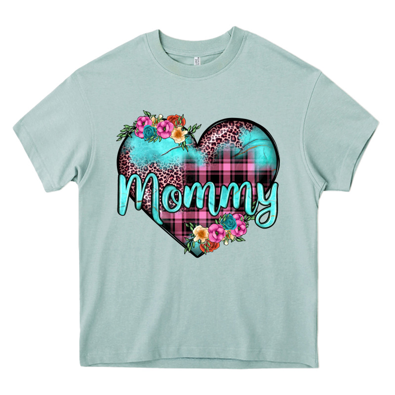 Mommy Leopard Turquoise Heart Heavy Core Tee by JahusDesignShop | Teevron