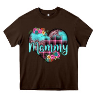 Chocolate Brown mommy leopard turquoise heart Heavy Core Tee - JahusDesignShop