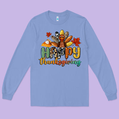 Happy Thanksgiving Long Sleeve Tee Designed By Cowgirlartshop