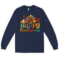 Navy happy thanksgiving Long Sleeve Tee - CowGirlArtShop