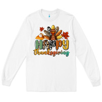 White happy thanksgiving Long Sleeve Tee - CowGirlArtShop