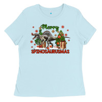 Baby Blue merry spinosaurusmas Ladies Tee - LillyAllenDesigns