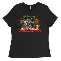 Black merry spinosaurusmas Ladies Tee - LillyAllenDesigns
