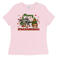 Bubblegum Pink merry spinosaurusmas Ladies Tee - LillyAllenDesigns