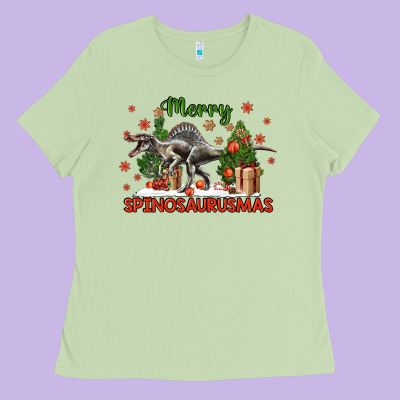 Merry Spinosaurusmas Ladies Tee Designed By Lillyallendesigns