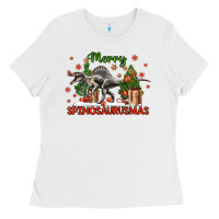White merry spinosaurusmas Ladies Tee - LillyAllenDesigns