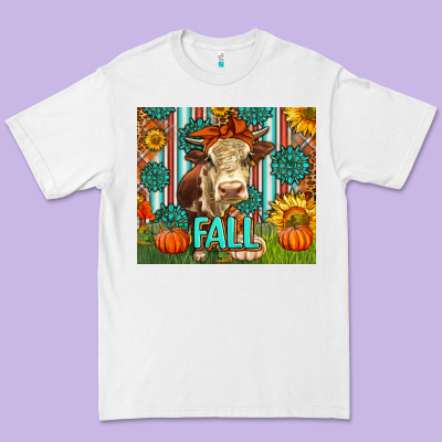 Western Fall Cow Premium Tee Designed By Lillyallendesigns