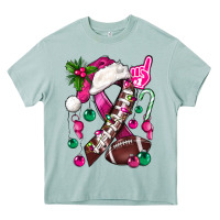 Arona Pink Christmas Breast Cancer Ribbon Football Heavy Core Tee - BundleAndBundleShop