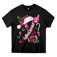 Pink Christmas Breast Cancer Ribbon Football Heavy Core Tee | Teevron