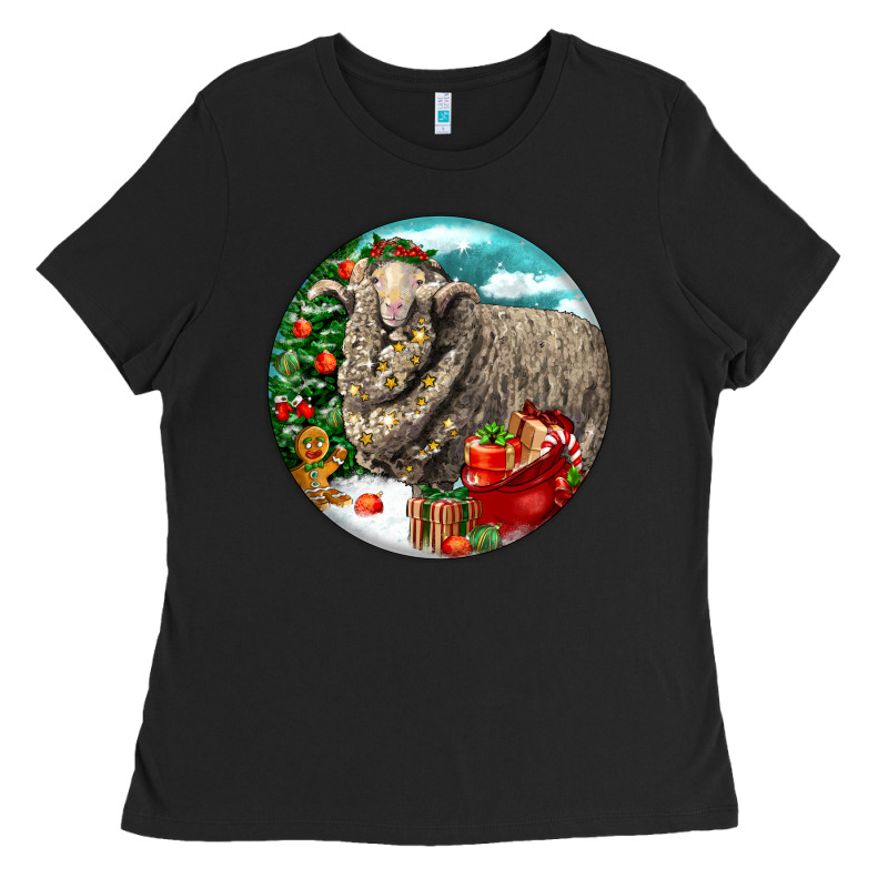 Christmas Merino Wool Sheep Ladies Tee by LillyAllenDesigns | Teevron