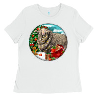 White christmas merino wool sheep Ladies Tee - LillyAllenDesigns
