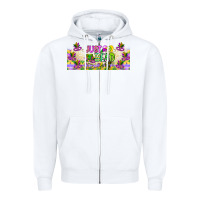 White Just Bead Zipper Hoodie - CowhideDigitalArt