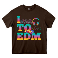 Chocolate Brown i listen to edm rainbow letters dj music gift Heavy Core Tee - lanVoArt