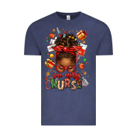 Vintage Denim one merry nurse afro messy bun Vintage Tee - texasbilliewilder