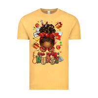 Vintage Mustard one merry nurse afro messy bun Vintage Tee - texasbilliewilder